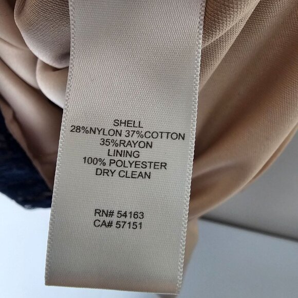 Eliza J 2 Navy Blue Nude Lace Overlay Shift Dress Flounce Hem Cocktail Event - Picture 4 of 6